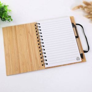 Ensemble cadeau de bloc-notes et porte-stylo en bois recyclé personnalisé avec motif grain de bois, impression UV/estampage, style créatif - Product Image 3