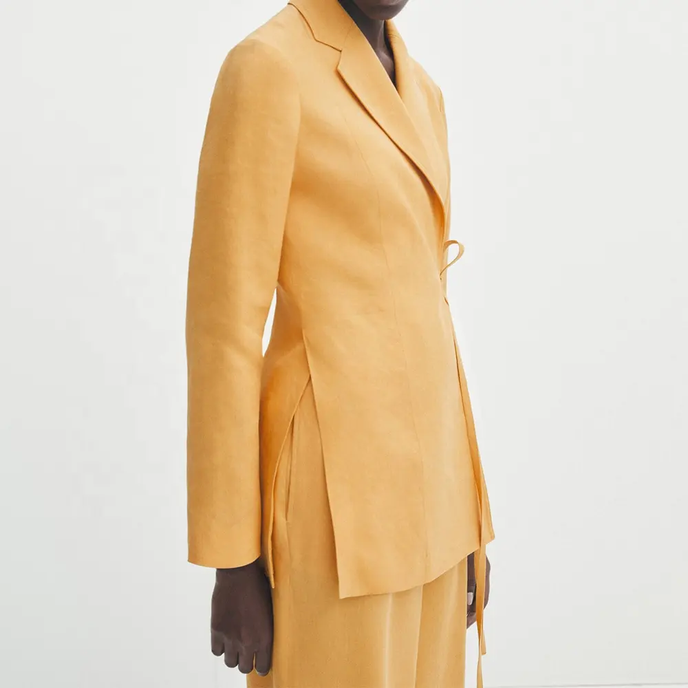 カスタマイズ秋のファッション通勤上級女性ブレザーセット女性のツーピースオフィスパンツコットンリネンジャケット