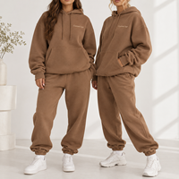 Ensemble de survêtement pour femme de haute qualité, personnalisé, décontracté, coupe longue et régulière, en molleton, 2 pièces, sweat-shirt et pantalon, écologique, 100% coton, hiver