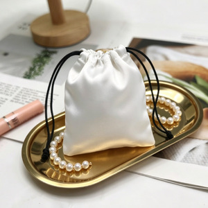 Pochette en satin à cordon décorative de qualité supérieure, écologique, double face, pour cadeau de demoiselle d'honneur, emballage cosmétique - Product Image 4
