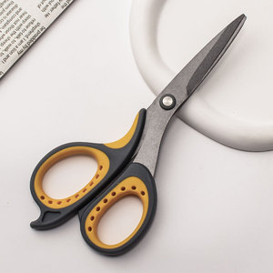 Teflon Coated Office Scissors Stainless Steel Non Stick Paper Cutting Home Use Black Yellow Straight Head - Product Image 3