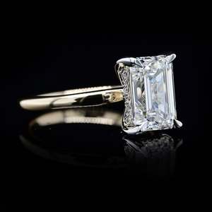 Anillo de Diamantes Cultivados en Laboratorio Personalizado, Oro de 14k, Corte Esmeralda, Joyería de Lujo para Mujer, RIZTA JEWELS, Diamantes Rellenos Color D, Anillo de Compromiso/Boda - Product Image 3