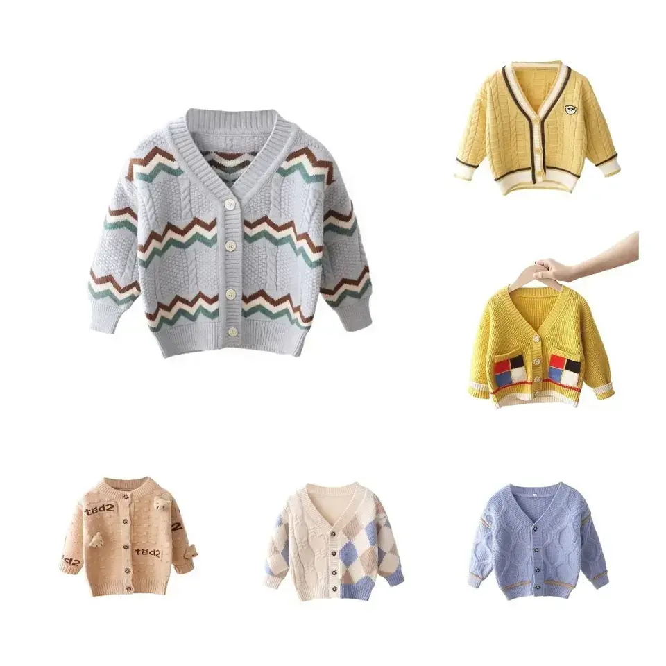 2024 New Spring Children's Thickened Knitwear Sweater Little Girls' Fashionable Cardigan Coat children Girls Sweater