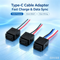 LN-009 Conector de Extensión USB-C Hembra de 2, 4 Pines, 24AWG, 15CM, Tipo C, Material de PVC de Calidad