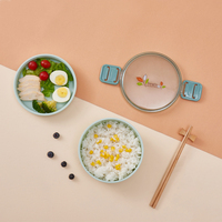 Lebensmittelsichere Isolierte Zweistufige 2-Fächer Große Kapazität Spülmaschinenfeste Moderne Deckel-Kunststoff Warmhaltende Runde Lunchbox für