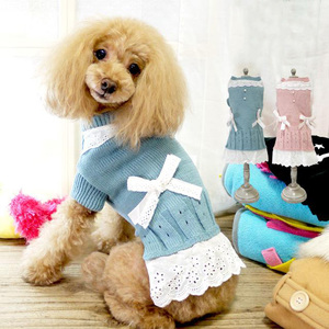 ชุดเดรสแบบถักสำหรับสุนัขเสื้อสเวตเตอร์ถักสำหรับสุนัขเสื้อผ้าสัตว์เลี้ยงชุดเดรสแบบสวมหัวสไตล์เจ้าหญิงสำหรับสุนัขเด็กผู้หญิง - Product Image 3