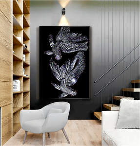 <span class=keywords><strong>Peinture</strong></span> à l'<span class=keywords><strong>huile</strong></span> murale en verre de cristal avec cadre d'animal, Art décoratif moderne et abstrait, pour salon - Product Image 5