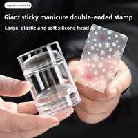 Tampon à ongles géant en silicone, transparent, double face, très adhésif, effaçable à l'alcool, pour manucure et transfert