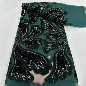 Tissus en dentelle à sequins de haute qualité nigérians, dentelle douce pour robes de mariée et de soirée - Product Image 2