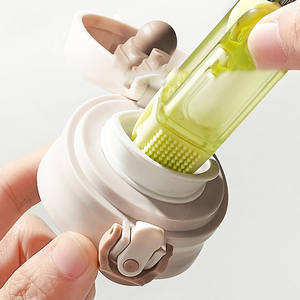 Petite brosse en silicone en forme de crocodile 4 en 1 multifonctionnelle pour le nettoyage des biberons, des couvercles et des tétines, avec un bord en U - Product Image 3