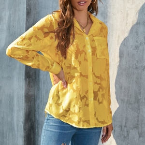 Chemisier ample décontracté en mousseline de soie jacquard imprimé pour femme grande taille – Tendance - Product Image 1