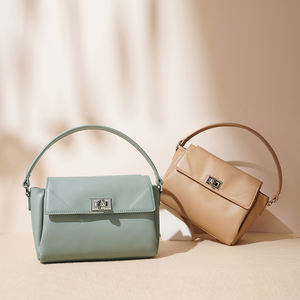 Bolso de Hombro de Cuero Vacuno Genuino de Lujo, Tamaño Pequeño, Diseño Simple, Bolso Bandolera con Cierre - Product Image 3