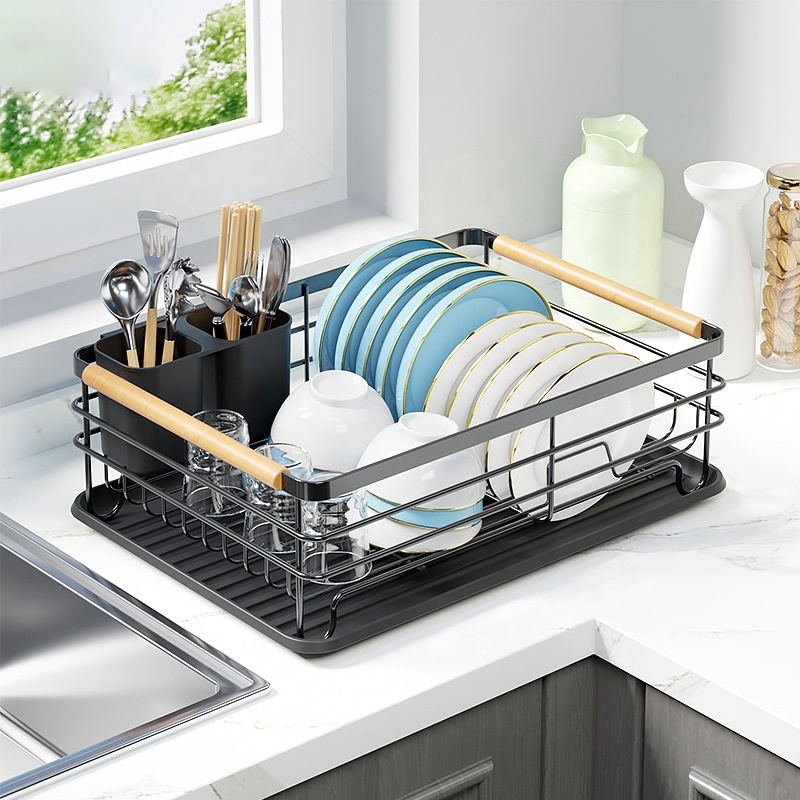Plastic Round Dish Drainer Space-Saving Kitchen Organizer