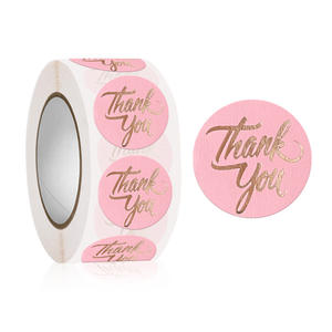 Autocollants de remerciement pour petites entreprises, étiquettes d'emballage personnalisées pour imprimante thermique, étiquettes adhésives en vinyle rose imperméables en rouleau, promotion - Product Image 5
