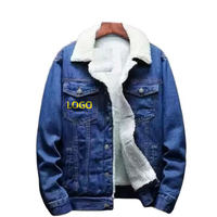 Blouson en jean réversible pour homme, style vintage, simple boutonnage, enduit, avec fourrure de mouton, hiver, coton, personnalisable ODM/OEM