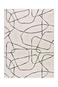 Tapis à poils longs abstrait style gribouillage - Freehand |   Ivoire et Charbon de bois |   Mélange de laine |   Tailles personnalisées disponibles - Product Image 2