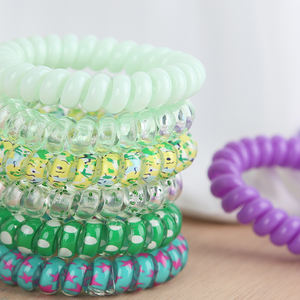 Couleur bonbon 5 pièces Transparent élastique en plastique <span class=keywords><strong>spirale</strong></span> cheveux cravates ensemble femmes queue de cheval sans pli bobine téléphone cordon cheveux <span class=keywords><strong>chouchou</strong></span> - Product Image 6