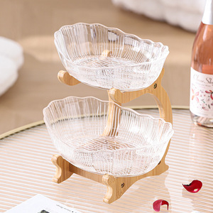 Factory direct wholesale multi-layer fruit <b>plate</b>, living room coffee table, dried fruit and candy storage tray, bamboo <b>rack</b>, - Product Image 3