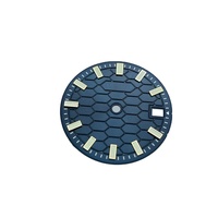 Cadran de montre en métal à motif de treillis bleu, fait à la main, Super C3 vert lumineux, 28.5mm, adapté au Japon NH35A NH36A, cadran de montre modifié SKX007