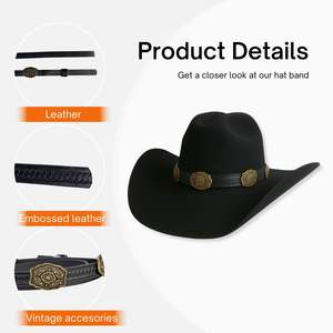 공장 가격 서부 스타일 황소 머리 무늬 PU 가죽 모자 액세서리 서부 카우보이 모자 밴드 - Product Image 2