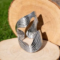 Bague pour femme en acier inoxydable haut de gamme, de forme irrégulière, large et ouverte, personnalisée et audacieuse
