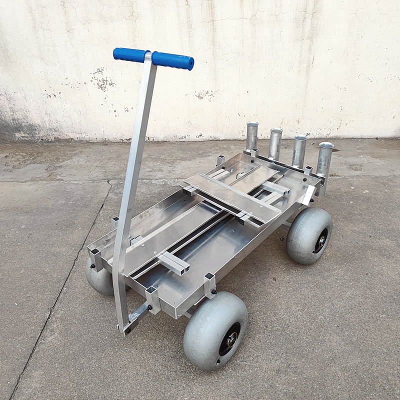 Hot Sale Aluminium Fishing Cart Four Balloon Wheels 100kg Load Capacity Portable OEM Customizable Beach Fishing Trolley Tools