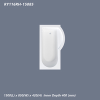 Baignoire encastrable rectangulaire en acrylique moderne OEM avec bord incurvé doux pour salle de bain contemporaine d'hôtel et de complexe hôtelier