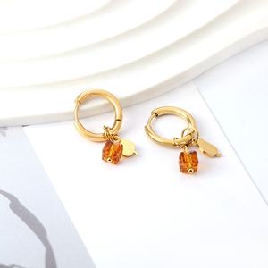 <span class=keywords><strong>Pendientes</strong></span> de acero inoxidable 316L para niños, <span class=keywords><strong>pendientes</strong></span> de <span class=keywords><strong>aro</strong></span> con colgante de corte <span class=keywords><strong>Mango</strong></span> de diamante cuadrado champán personalizados para mujer, joyería DIY - Product Image 4