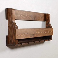 Support mural en bois artisanal pour bouteilles et verres, organisateur de rangement pour vin, idéal pour bars à domicile, cuisines, salles à manger, décoration et rangement