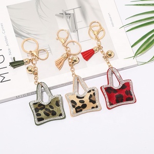 Korean Version Leopard Print Plush Bag <b>Keychain</b> Tassel Inlaid Diamond Hanging Accessories Hot Stamping <b>Leather</b> <b>Keychain</b> Pendant - Product Image 1