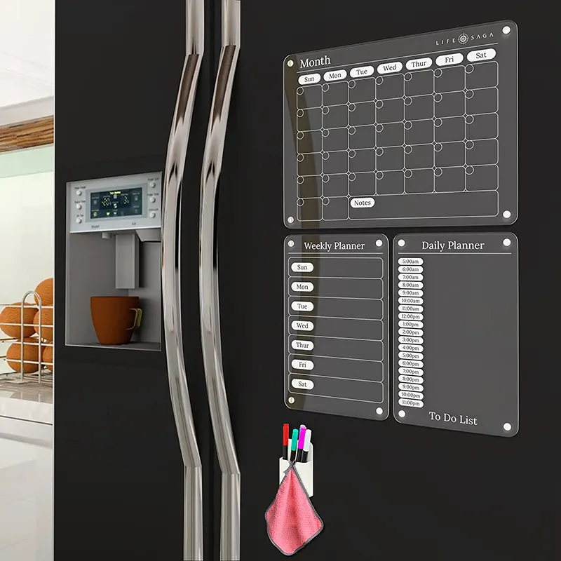冷蔵庫用カスタムアクリル磁気カレンダーa3教室用磁気ホワイトボード毎日毎週3つのプランナーのセット