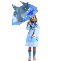 Parapluie ODM à long manche, 8 baleines, crochet en J en bois, bicolore bleu et blanc, pour le voyage, la mode, la pluie et les trajets quotidiens