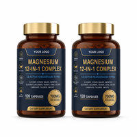 Capsules de complexe de magnésium OEM 12-en-1 700 mg pour la relaxation musculaire, l'amélioration du sommeil, le soutien immunitaire et les bienfaits antioxydants - Utilisation pour adultes