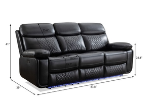 Sofá de Dos Plazas Reclinable Eléctrico de Cuero Técnico con Mesa Auxiliar, Tira de LED y Altavoz - Product Image 4