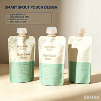 Pochette souple personnalisée avec bec verseur, qualité alimentaire, anti-fuite, pour boisson protéinée végétalienne, boisson nutritive, logo personnalisé OEM