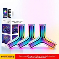 Lampe d'ambiance de jeu Esports irisée en forme de Y, activée par le son, contrôle par application/voix, murale