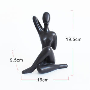 Abstract nero femminile signora Yoga statua scultura decorativa in Polyresin decorazione da scrivania per la casa per uso esterno sport Anime tema - Product Image 5