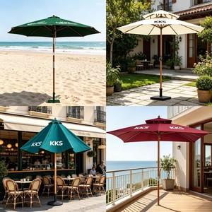 Ombrellone da Esterno in Tessuto Bianco, Nero, Rosso, Verde da 2m/3m per Giardino, Bar, Ristorante, con <span class=keywords><strong>Logo</strong></span>, in Legno - Product Image 4