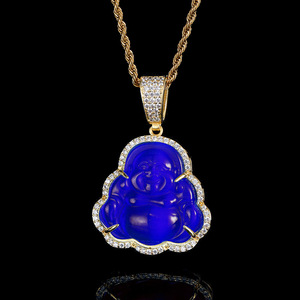 Veromca เย็นออกสีชมพู Bling Laughing Buddha ตุ้มห้อยคอสไตล์ฮิปฮอปเครื่องประดับทองแดงสำหรับวันครบรอบ - Product Image 5