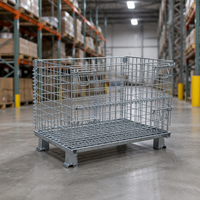 Cage à palettes en acier pliable robuste avec une capacité de 800 kg pour le stockage en entrepôt industriel