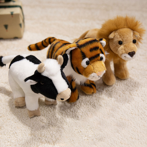 ตุ๊กตาหมู วัว แพะ สิงโต เสือดาว กวาง ตุ๊กตาสัตว์ป่าและสัตว์เลี้ยงในฟาร์ม ตุ๊กตาขนนุ่มขนาดเล็ก - Product Image 6