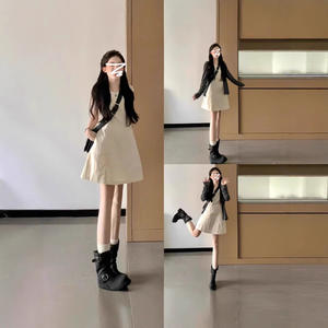 Robe Gilet Décontractée Sans Manches Mi-longue Coupe Trapèze pour Femme, Ensemble d'Été Haut de Gamme Respirant à Taille Naturelle, Sans Bretelles, Style Simple et Tendance - Product Image 4