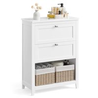 Organisateur en bois à trois niveaux de style vintage, 1 porte, 3 tiroirs amovibles, armoire de rangement pour salle de bain et cuisine