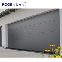 Rogenilan Porte de garage étanche en aluminium grain de bois avec fenêtres en plexiglas Autres portes pour villa et maison