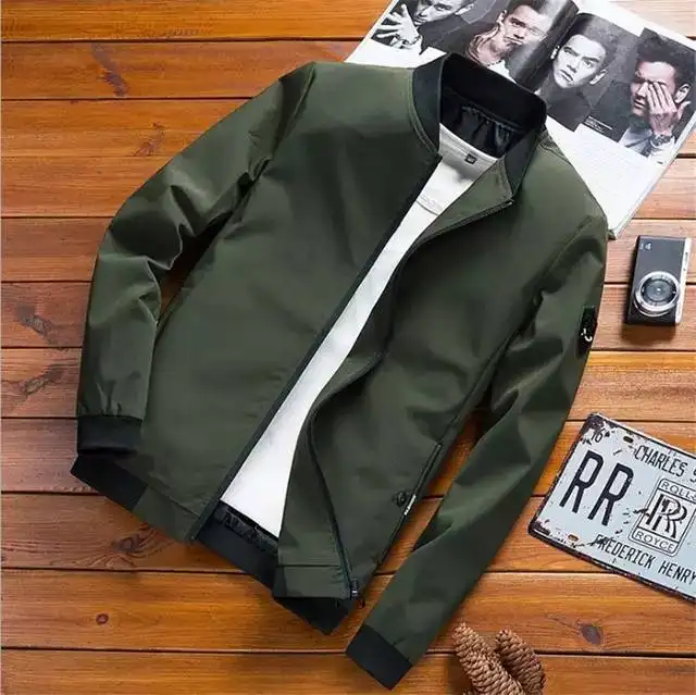 T1901 Men's jacket Spring and autumn style Korean slim shape solid color coat Men's adolescent large size jacket men's wear
