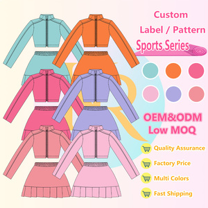 Kerui Cô Gái Thể Thao Tùy Chỉnh Macaron Màu Đứng lên Cổ Áo Áo Khoác Váy Cô Gái 'Yoga Bộ Cô Gái Tracksuit Đặt Quần Vợt Váy Bộ - Product Image 1