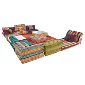 Mobiliário sofá de canto modular, sofá de canto de tecidos seccionais para sala de estar