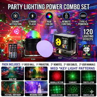 Wuzstar RGB Disco-Kugellampe 120 Muster Partylicht mit Fernbedienung Schallaktiviert für DJ Bar Club Festival Dekorationen