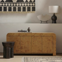 Aparador Moderno de Lujo Minimalista Contemporáneo de Madera Orgánica con 4 Puertas y Gabinete de Almacenamiento, Mueble de Madera