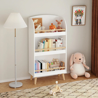 Étagère à livres en bois pour enfants, 3 niveaux, blanche, bibliothèque pour tout-petits avec dessus incurvé pour salle de jeux, chambre d'enfant
